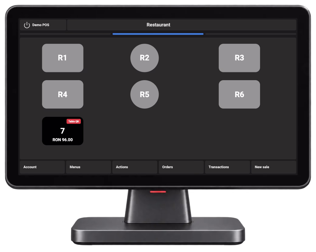 SELIO POS terminal with table 7 open